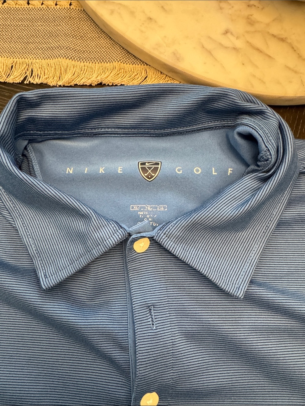 Nike Golf Men's Blue Striped Polo Shirt